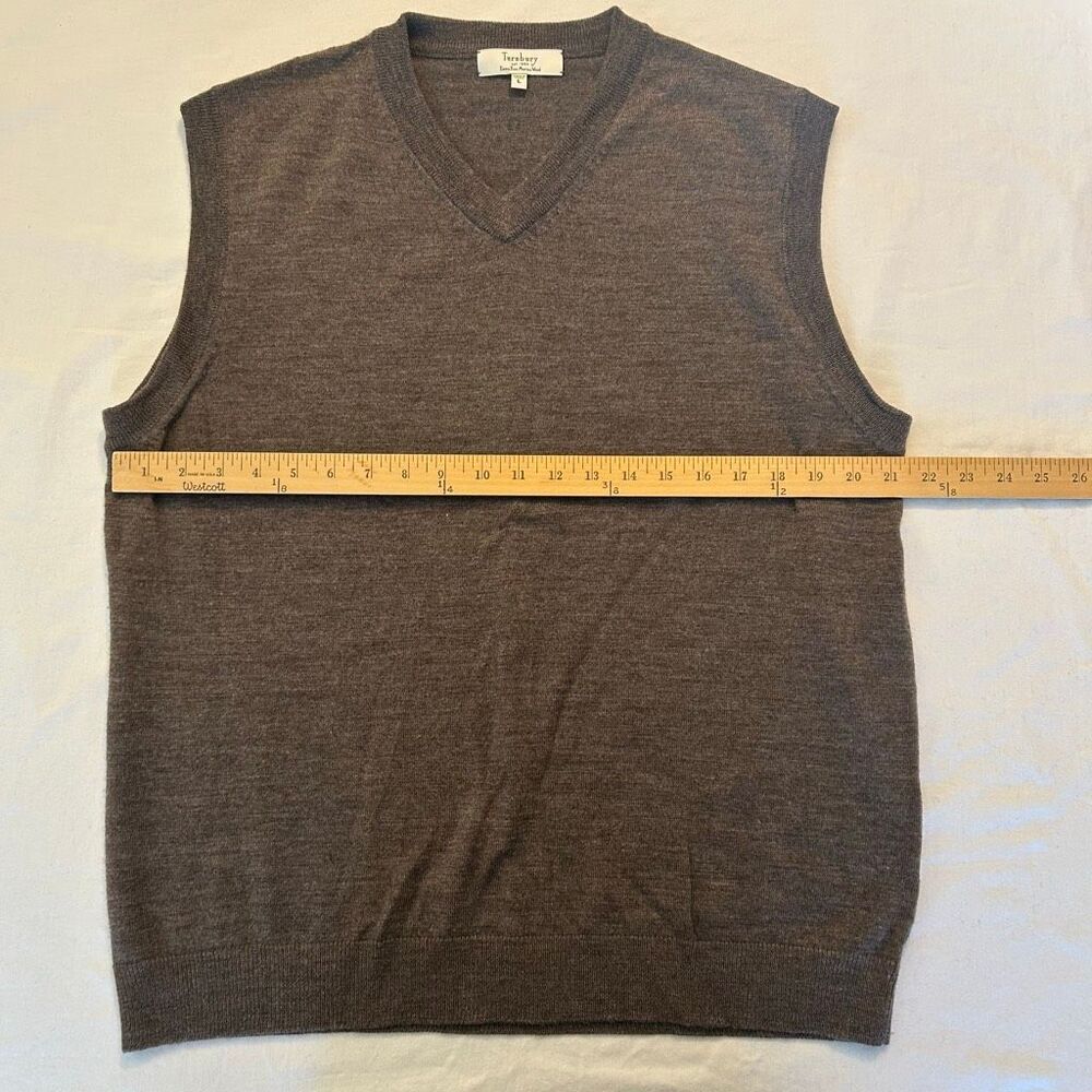 Turnbury Brown Sweater Vest L 100% Extra Fine Merino Wool - Picture 3 of 6